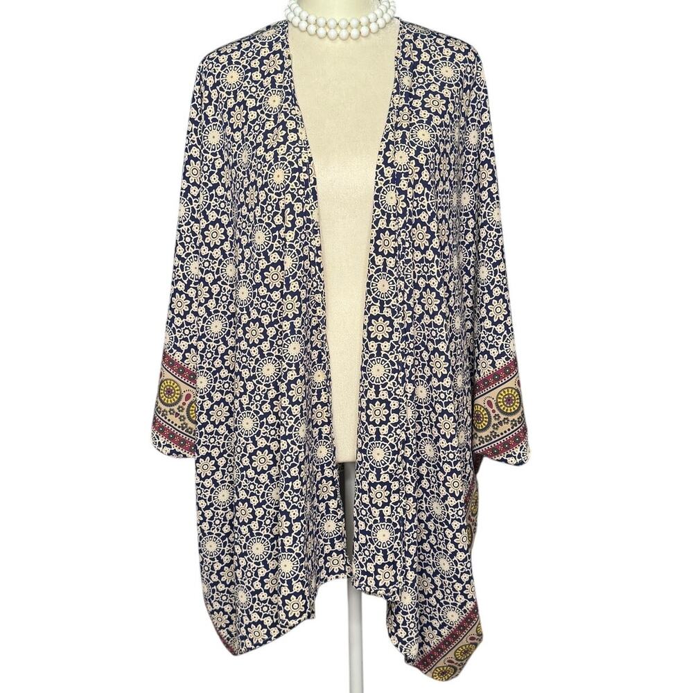 Earthbound Trading CO. Floral Medallion Kimono Size: XL